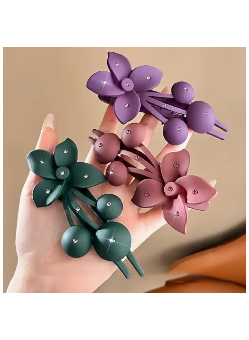 MOBM Matte Flower Hair Claw Clip with Rhinestone Detail – Elegant Floral Hair Clip For Women & Girls Pack Of 5 - Image 5