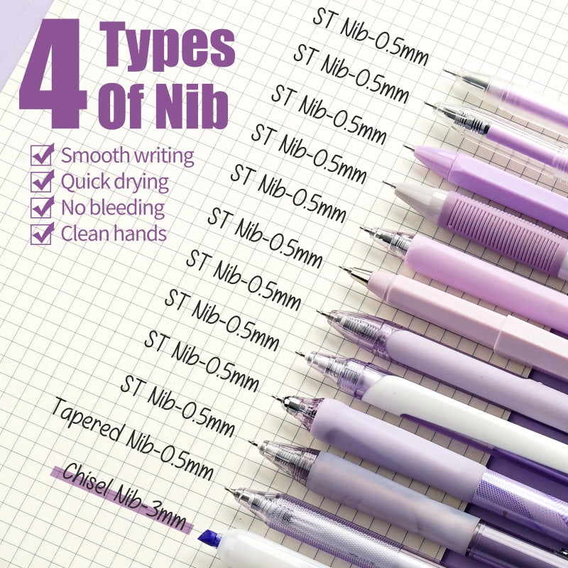 Four Candies Lavender Series Gel Pens, Black & Purple Ink Writing Pens with 0.5 mm Smooth Fine Point, School Office Stationery Supplies Desk Accessories Stocking Stuffers Gifts for Women, Set of 12 - Image 4