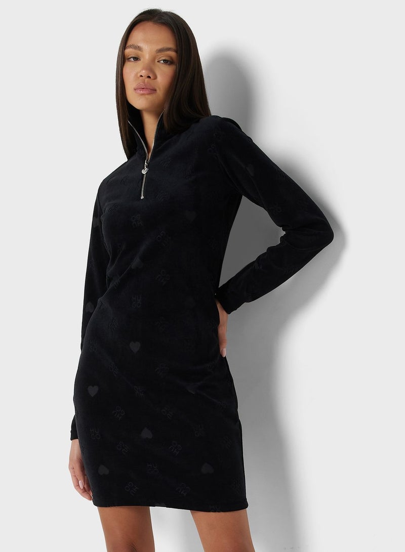 HUGO Mock Neck Mini Dress  - Image 1