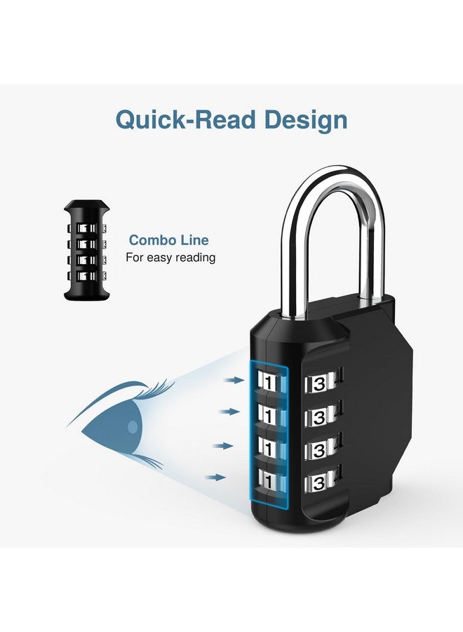 Puroma 4 Pack Combination Lock for Locker 4 Digit Outdoor Waterproof Padlock for School, Gym, Sports, Fence, Toolbox, Gate, Case, Outdoor, Hasp Storage (Black) - Image 3