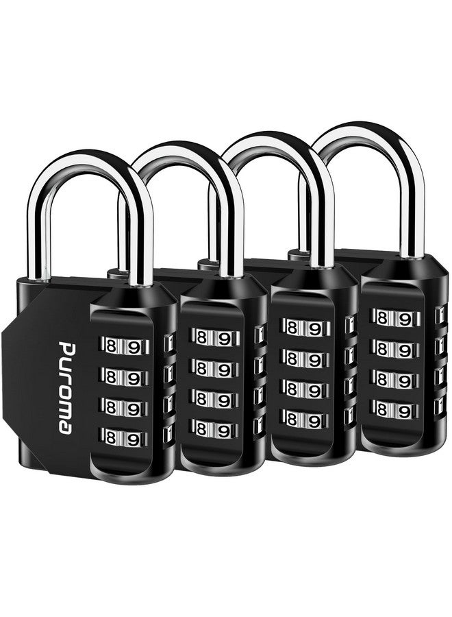 Puroma 4 Pack Combination Lock for Locker 4 Digit Outdoor Waterproof Padlock for School, Gym, Sports, Fence, Toolbox, Gate, Case, Outdoor, Hasp Storage (Black) - Image 1