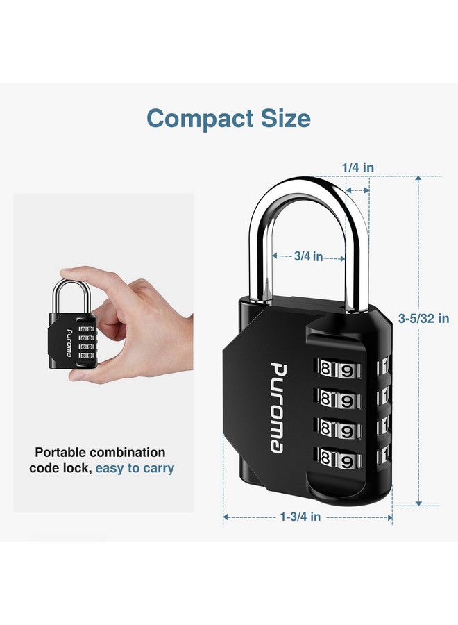 Puroma 4 Pack Combination Lock for Locker 4 Digit Outdoor Waterproof Padlock for School, Gym, Sports, Fence, Toolbox, Gate, Case, Outdoor, Hasp Storage (Black) - Image 5