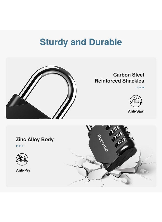 Puroma 4 Pack Combination Lock for Locker 4 Digit Outdoor Waterproof Padlock for School, Gym, Sports, Fence, Toolbox, Gate, Case, Outdoor, Hasp Storage (Black) - Image 4