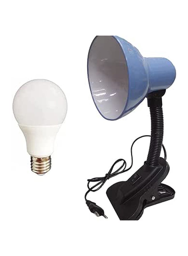 Light Blue Clamp Office Lamp + 12w LED White