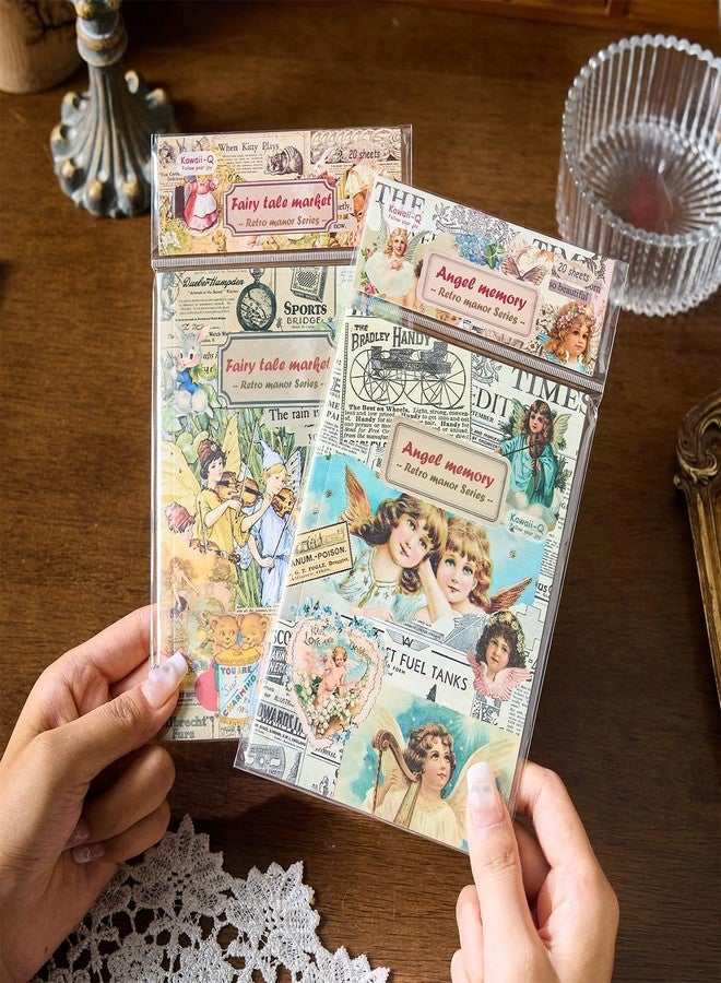 DHAVAL Angel Memory Booklet: Pack of 4, 20 Sheets Self-Adhesive Vintage Washi & PVC Stickers, Elegant Angel Designs for Scrapbooking, Journaling, DIY Craft - Image 3