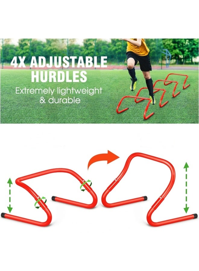 سلم المرونة معدات تدريب السرعة مجموعة سلم المرونة ، 12 مخروطات كرة القدم ، 4 عقبات ، حبل القفز ، تشغيل المظلة  كرة السلة كرة القدم معدات تدريب كرة القدم للأطفال والشباب والكبار - Image 3