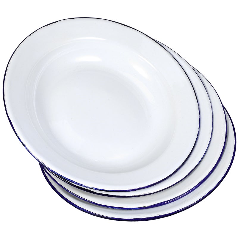 4pcs Enamel Plates Retro Enamelware Fruit Plate Snack Dish Shallow Soup Bowl Food Serving Tray Salad Dish for Home and Restaurant - Image 4