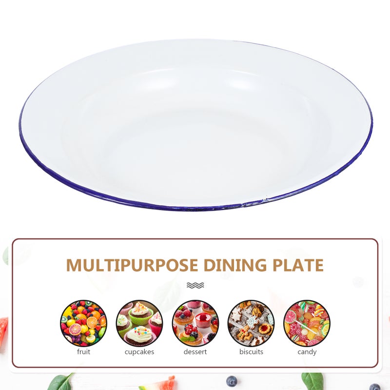 4pcs Enamel Plates Retro Enamelware Fruit Plate Snack Dish Shallow Soup Bowl Food Serving Tray Salad Dish for Home and Restaurant - Image 2