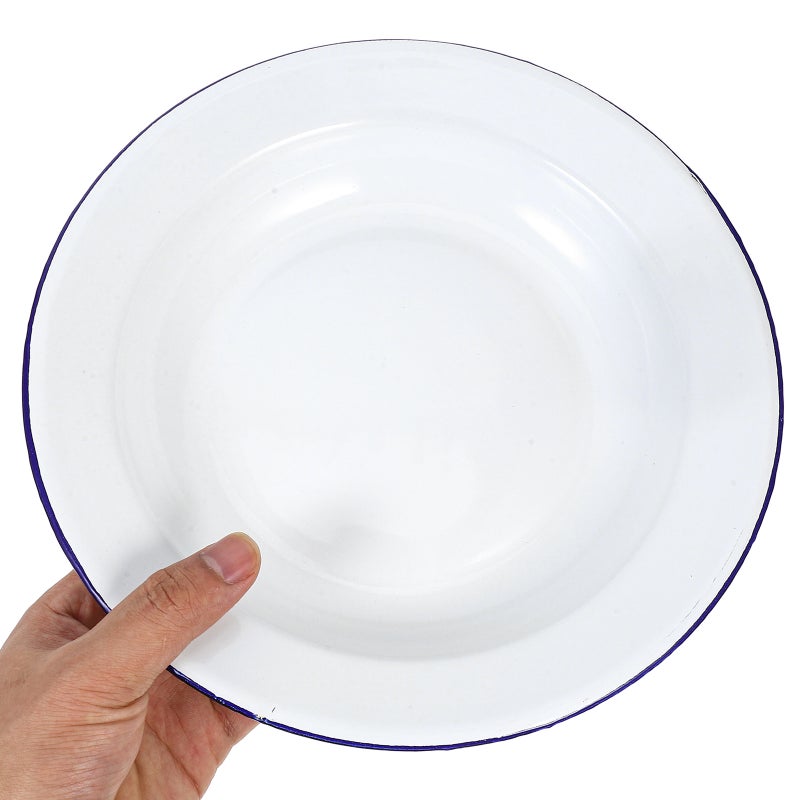 4pcs Enamel Plates Retro Enamelware Fruit Plate Snack Dish Shallow Soup Bowl Food Serving Tray Salad Dish for Home and Restaurant - Image 3