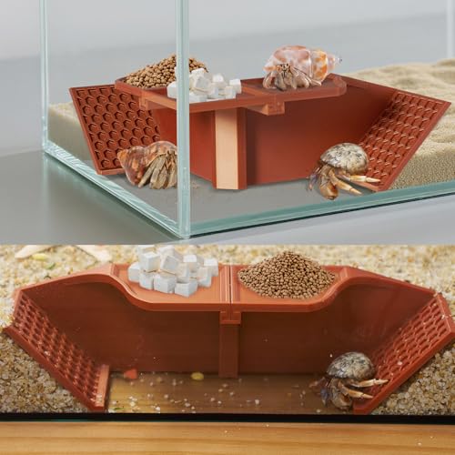 Swirge Hermit Crab Underground Hideout Cave Corner 3 in 1 Habitat Shelter with Food Bowls DIY Hermit Crab Climbing Toy Accessories Brown - Image 1