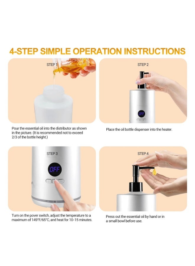 Oil Warmer for Massage, massage oil warmer for scented oil, Oil Warmer, Body Oils Heater for Spa, Salon and Barber Shops, with 2 Oil Bottle Dispensers, Constant Temperature - Image 3