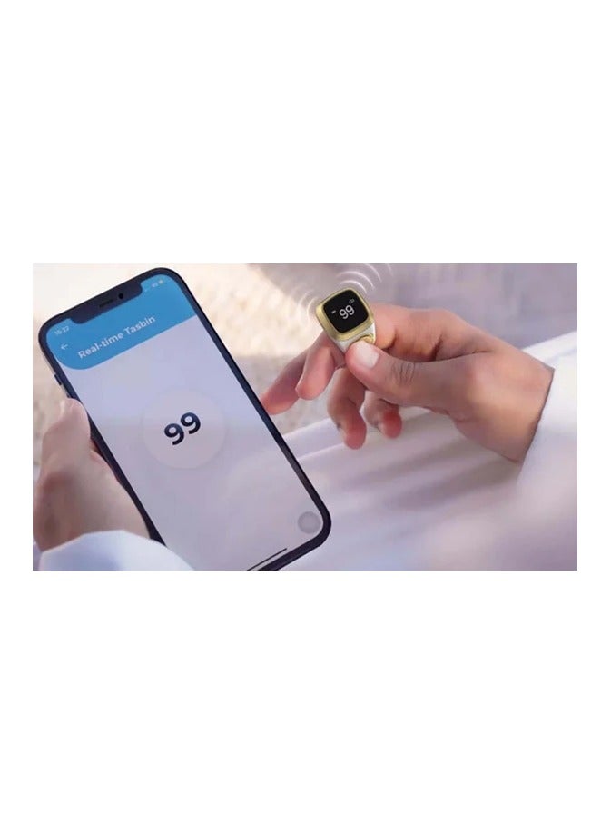 BSTWSH Smart Tasbih Zikr Ring, Muslim Prayer, Prayer timing reminder, OLED display Tasbih Counter, Smart Ring, Wearable Technology, Waterproof - Black(22mm)  - Image 3