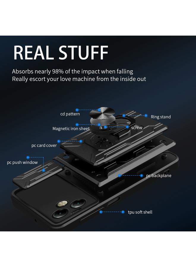 erorex Case For Motorola Moto G14 Sliding Camshield TPU+PC Phone Case with Card Slot - Image 4