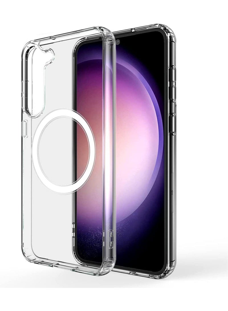 ELTRAZONE Samsung Galaxy S23 Clear Magnetic Cover | Mag Safe Compatible | Clear Hard Back Case | Shockproof Silicone Frame Edge Bumper | Slim Transparent Case - Image 1