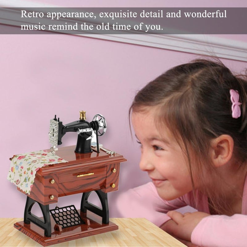klarako Classic Sewing Machines Music Box, Mini Retro Musical Box Mechanical Lovely Music Box for Christmas, Birthday, Thanksgiving, Boys Girls Gifts Home Decoration - Image 3