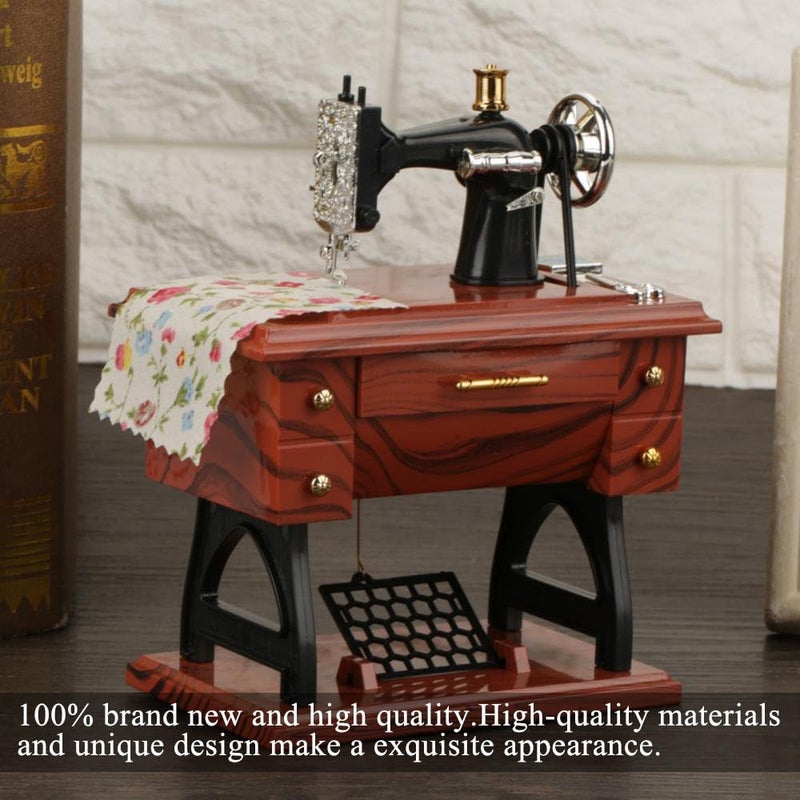 klarako Classic Sewing Machines Music Box, Mini Retro Musical Box Mechanical Lovely Music Box for Christmas, Birthday, Thanksgiving, Boys Girls Gifts Home Decoration - Image 4