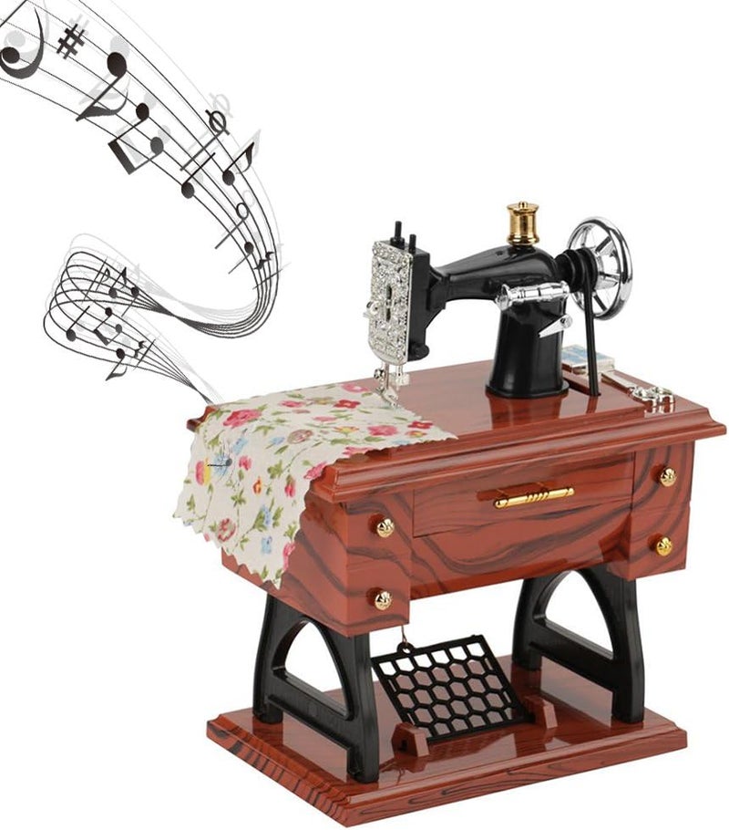klarako Classic Sewing Machines Music Box, Mini Retro Musical Box Mechanical Lovely Music Box for Christmas, Birthday, Thanksgiving, Boys Girls Gifts Home Decoration - Image 1