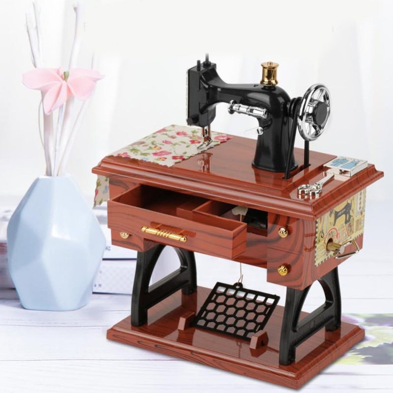 klarako Classic Sewing Machines Music Box, Mini Retro Musical Box Mechanical Lovely Music Box for Christmas, Birthday, Thanksgiving, Boys Girls Gifts Home Decoration - Image 5