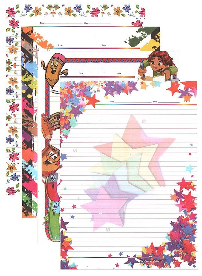 QUAKEL Designer Cotton Writing Sheets – 40 Classic Style Multi-Color A4 Papers for Letters, Invitations & Creative Projects