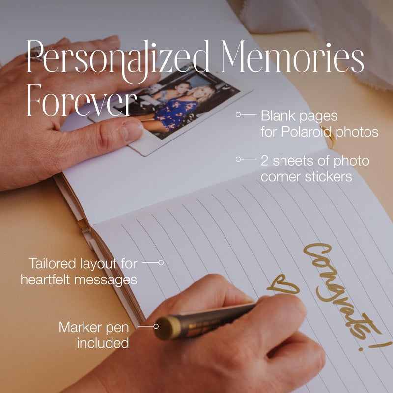 J&A Homes Guest Book - Simple Timeless Design Sign In for Wedding Reception, Baby Shower, Funeral, Vacation Home - Keepsake for Special Events - Polaroid Guestbook, Bookmark & Gold Floral - 9" x 6" (100 Pages)  - Image 4