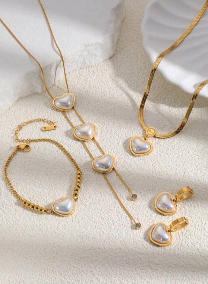 Attractives Trendy Stainless Steel Gold Plated Jewellery Set For Women - Image 1