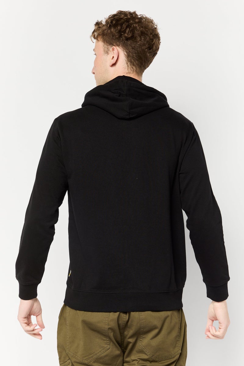 Gazzarrini هودي بأكمام طويلة للرجال بطباعة جرافيك، أسود - Image 3