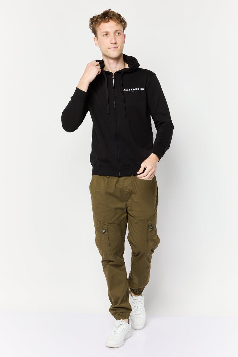 Gazzarrini هودي بأكمام طويلة للرجال بطباعة جرافيك، أسود - Image 4