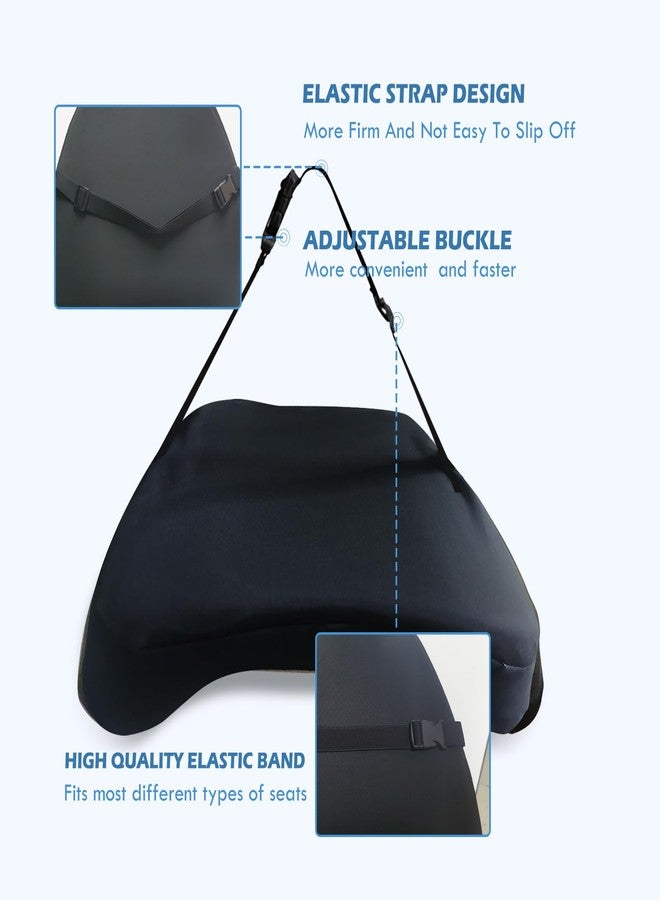 SPRFUFLY Super Cozy Lumbar Support Pillow for Car/Office Chair, 100% Memory Foam Lumbar Pillow with Breathable Removable Cover, Ergonomic Design - Back Support for Back Pain Relief(Adjustable Strap, Black) - Image 4