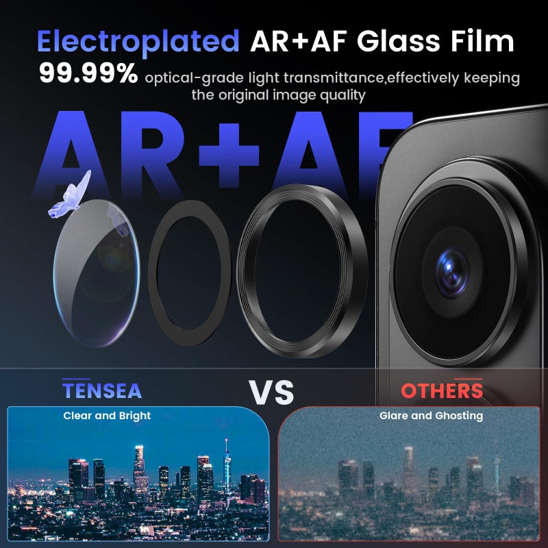 Tensea (3+2PCS Compatible with Samsung Galaxy S26 Ultra Camera Lens Protector, 9H Tempered Glass Camera Cover Screen Protector Metal Individual Ring [Installation Tray][Case Friendly] - Image 3