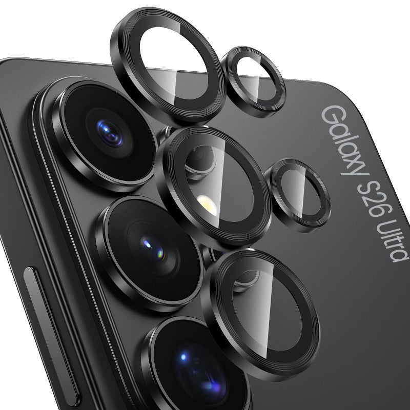 Tensea (3+2PCS Compatible with Samsung Galaxy S26 Ultra Camera Lens Protector, 9H Tempered Glass Camera Cover Screen Protector Metal Individual Ring [Installation Tray][Case Friendly] - Image 1