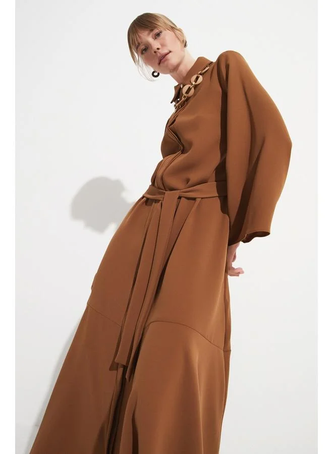 JUNE June Women Long Shirt Dress Brown