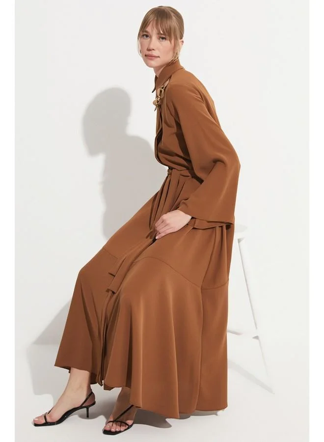 JUNE June Women Long Shirt Dress Brown