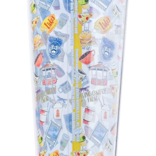 Silver Buffalo Gilmore Girls Plastic Cold Cup with Lid and Straw Topper Featuring Luke’s Diner, Stars Hollow, Chilton, and the Dragonfly Inn, 24 Ounces - Image 2