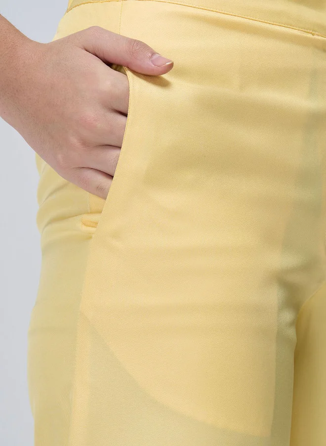 Salt Attire  SALT ATTIRE Women Smart Parallel Trousers in Yellow for Women | Best Price UAE