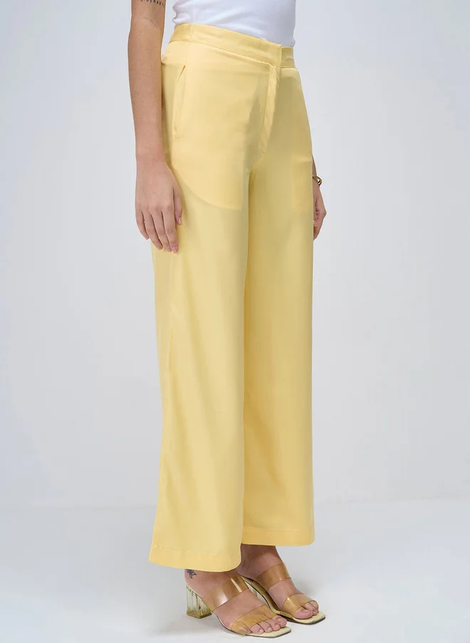 سولت اتاير SALT ATTIRE Women Smart Parallel Trousers in Yellow