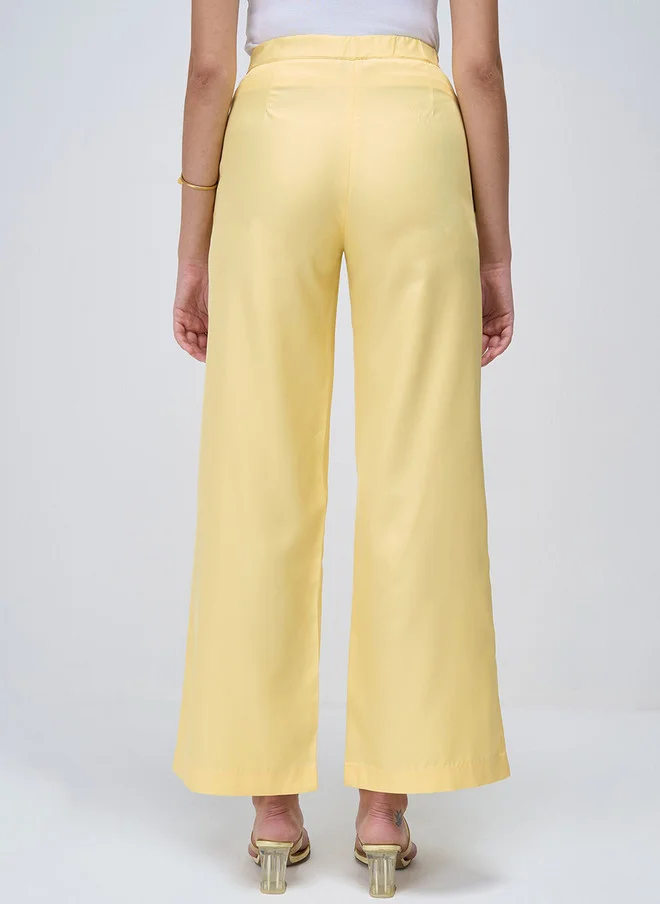 Salt Attire  SALT ATTIRE Women Smart Parallel Trousers in Yellow for Women | Best Price UAE