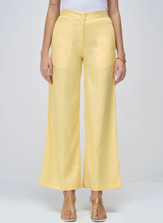 سولت اتاير SALT ATTIRE Women Smart Parallel Trousers in Yellow