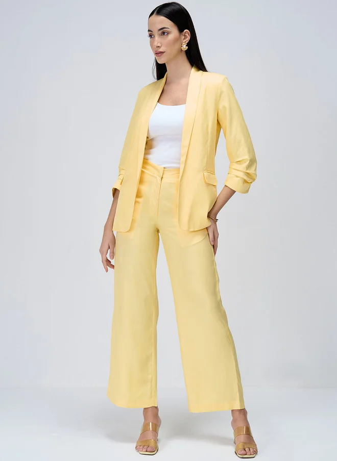Salt Attire  SALT ATTIRE Women Smart Parallel Trousers in Yellow for Women | Best Price UAE
