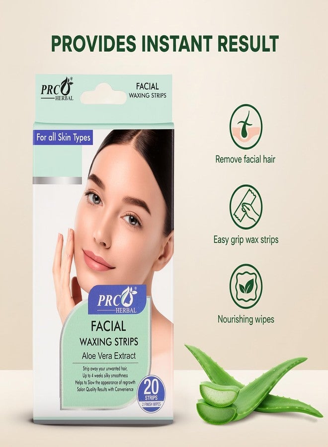 PRC HERBAL Aloe Vera Extract Facial Wax Strips (PACK OF 1, 20 Strips)- Instant Hair Removal, Smooth & Soft Skin, Gentle on Sensitive Skin, Ready-to-Use Cold Wax Strips for Face & Upper Lip - Image 5