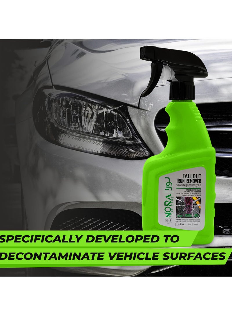 Nora NORA Fallout Iron Remover 500ml N-250 High-Performance Iron Contaminant Cleaner for Wheels, Paint, and Bodywork Quickly Removes Brake Dust, Rust Spots, and Industrial Fallout for a Spotless, Shiny Finish  - Image 5