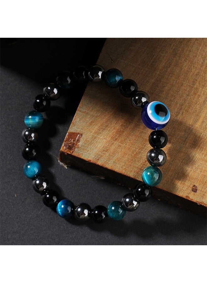 Evil Eye Bracelets for Men Women, 8mm Evil Eye Beads Black Obsidian Hematite, Protection, Healing Bracelet, Bring Luck and Prosperity Happiness - Image 2