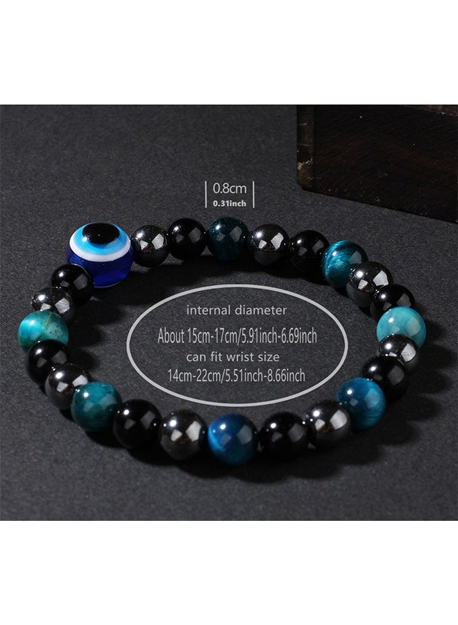 Evil Eye Bracelets for Men Women, 8mm Evil Eye Beads Black Obsidian Hematite, Protection, Healing Bracelet, Bring Luck and Prosperity Happiness - Image 5