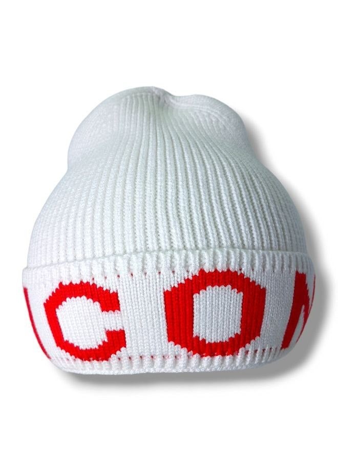 إيكون الأناقة المثلجة: قبعة الصوف الشتوية غير المنسوجة للجنسين - راحة فاخرة باللون الأبيض الأنيق | رفيقك الأساسي في فصل الشتاء - Image 1