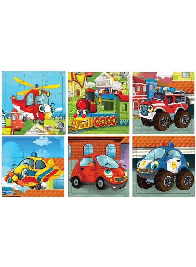 Fiddlys Wood Jigsaw Puzzles for Kids & Children -9 Pieces Age 3+ (Vehicles (Pack of 6)) - Image 1