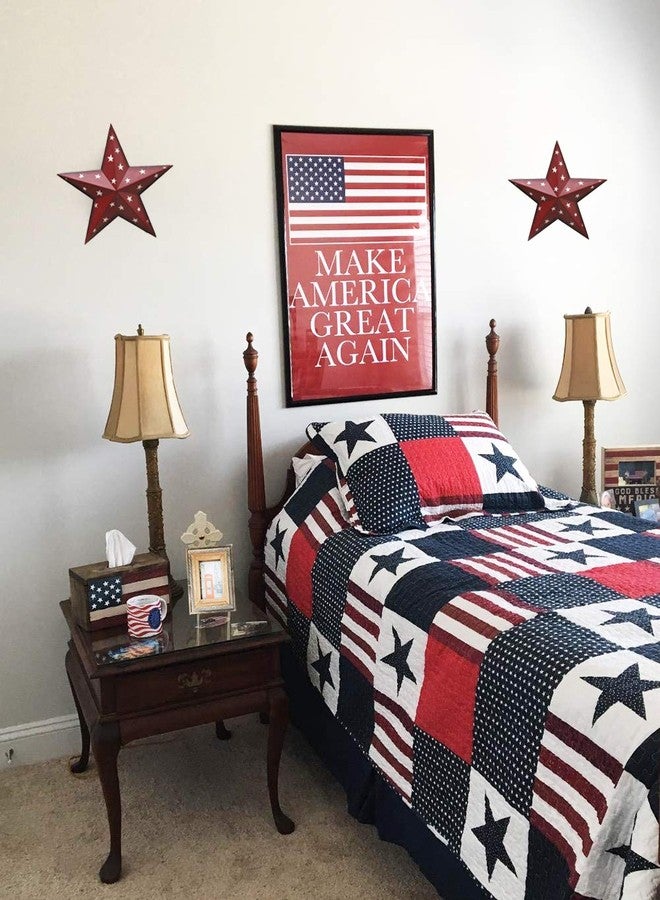 E-view Metal Barn Star Patriotic Home Decor Primitive Indoor Outdoor Wall Art Rustic Hanging Stars Decorations for Walls Fence Porch House July of 4th Decoration - Image 4