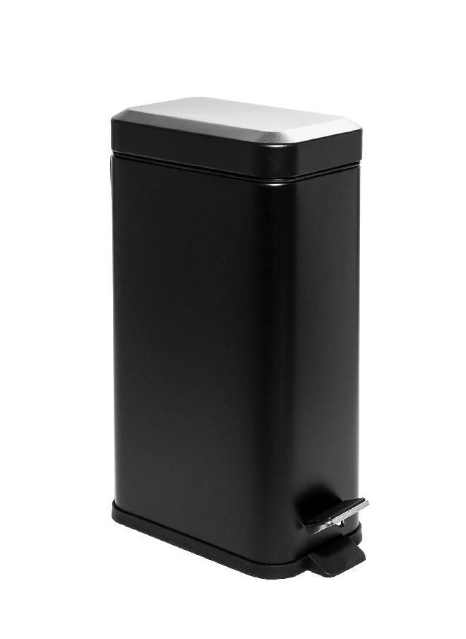 BINO | Rectangular Step Trash Can | 1.3 Gallon/5 Liter Stainless Steel Trash Can with Lid | Home or Office Bathroom Trash Cans with Lids | Kitchen Garbage Can with Non-Slip Stepper | Matte Black