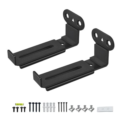 Howonder Soundbar Wall Mount,All Metal Sound Bar Mounts Under TV for Sonos,Samsung, Bose, Vizio, LG, Sony, JBL and More,Depth Adjustable 3.7”-6.3”, Hold up to 30 lbs,HD-118,2 Packs,Black - Image 1