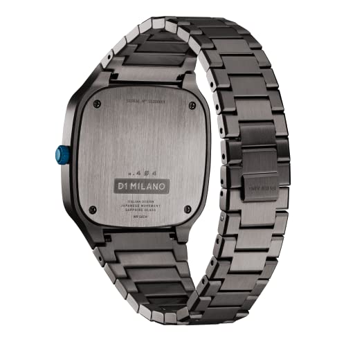 D1 Milano Square Unisex Luxury Watch, Titanium Case, Quartz Movement, Stainless Steel Strap, 50M Water Resistant Timepiece, Grey Dial, 2 Years Warranty - SQBJ02 - Image 3