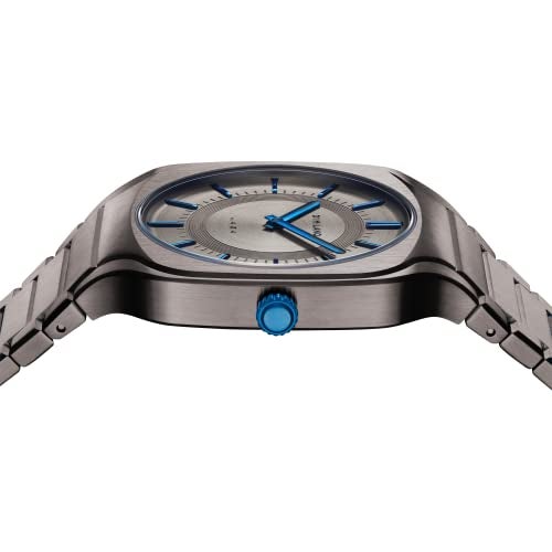 D1 Milano Square Unisex Luxury Watch, Titanium Case, Quartz Movement, Stainless Steel Strap, 50M Water Resistant Timepiece, Grey Dial, 2 Years Warranty - SQBJ02 - Image 4