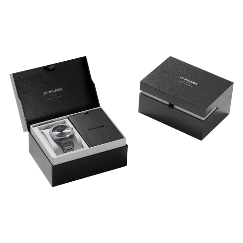 D1 Milano Square Unisex Luxury Watch, Titanium Case, Quartz Movement, Stainless Steel Strap, 50M Water Resistant Timepiece, Grey Dial, 2 Years Warranty - SQBJ02 - Image 5